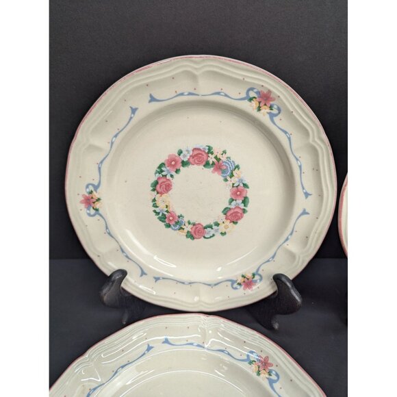 Tienshan Stoneware Cottage Floral 7 3/4 Inch Salad Plate Set of 4 - Picture 2 of 11